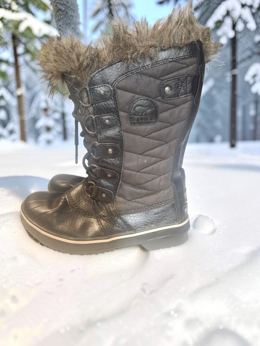 Winter Snow Boots with Faux Fur Trim - (7)